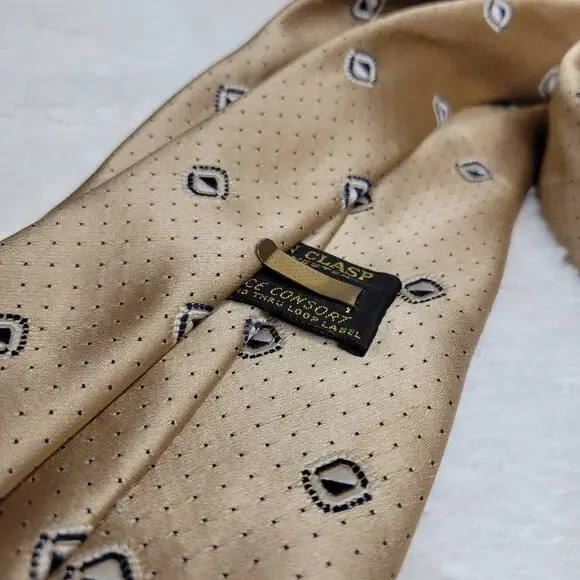 VTG 70s Golden Clasp by Prince Consort Gold Wide Kipper Polyester Point Neck Tie - Picture 7 of 12